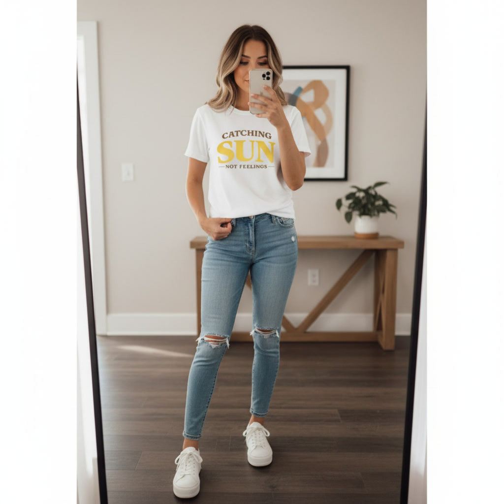 Sonne tanken, keine Gefühle – Premium T-Shirt